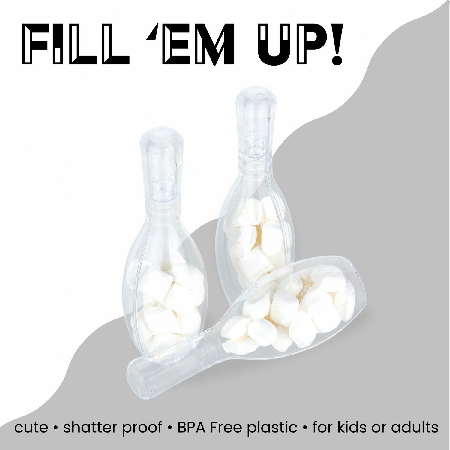 Bowling Pin Shaped Acrylic Candy Boxes 12 Pack 1.29"X4.13"
