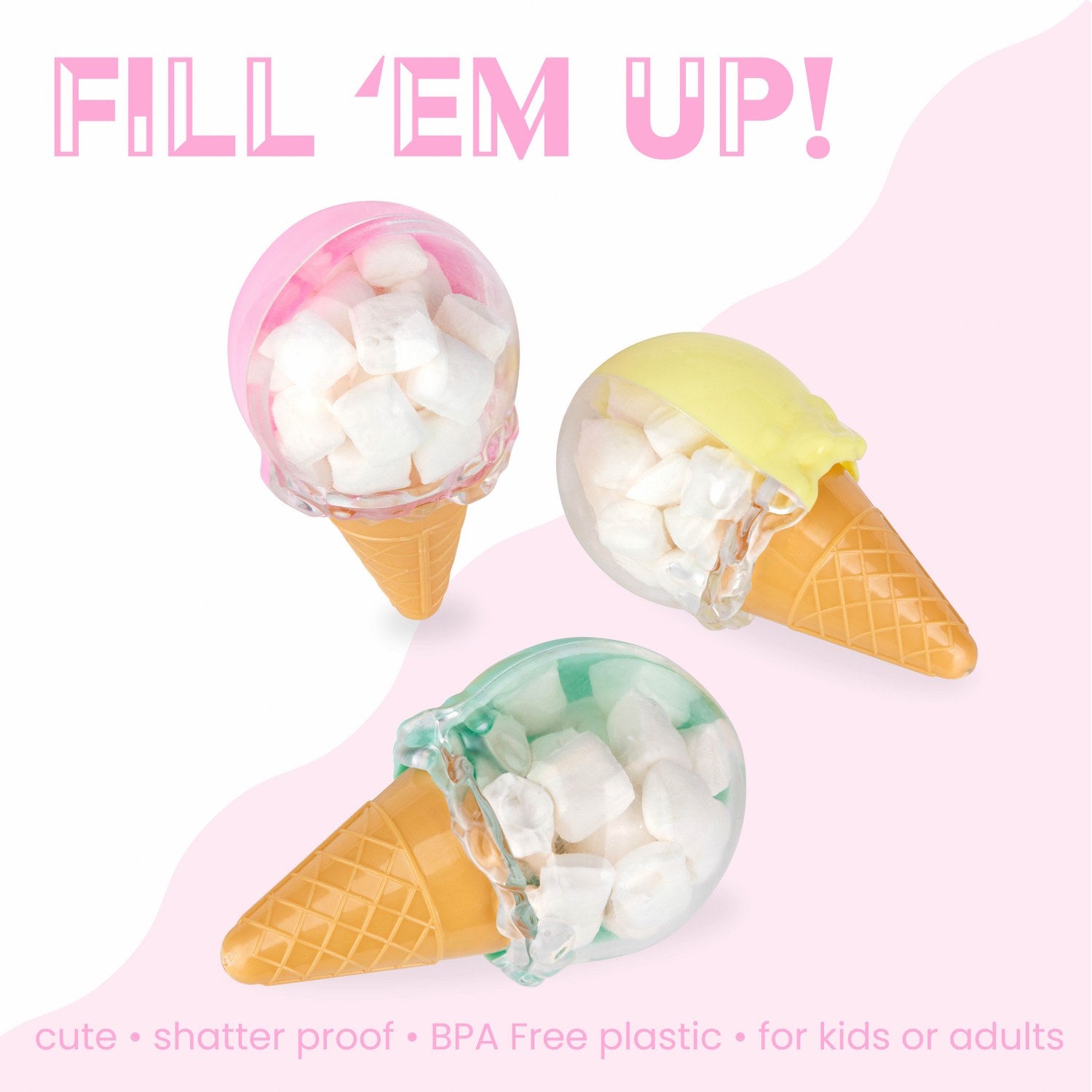 Ice Cream Shaped Acrylic Candy Boxes 12 Pack 1.96"X3.54"