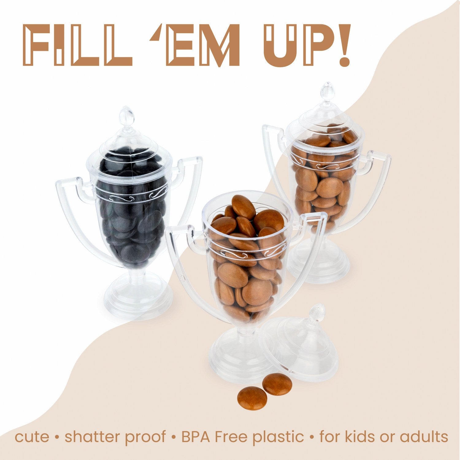 Trophy Cup Shaped Acrylic Candy Boxes 12 Pack 1.69"X3.5"X3.14"