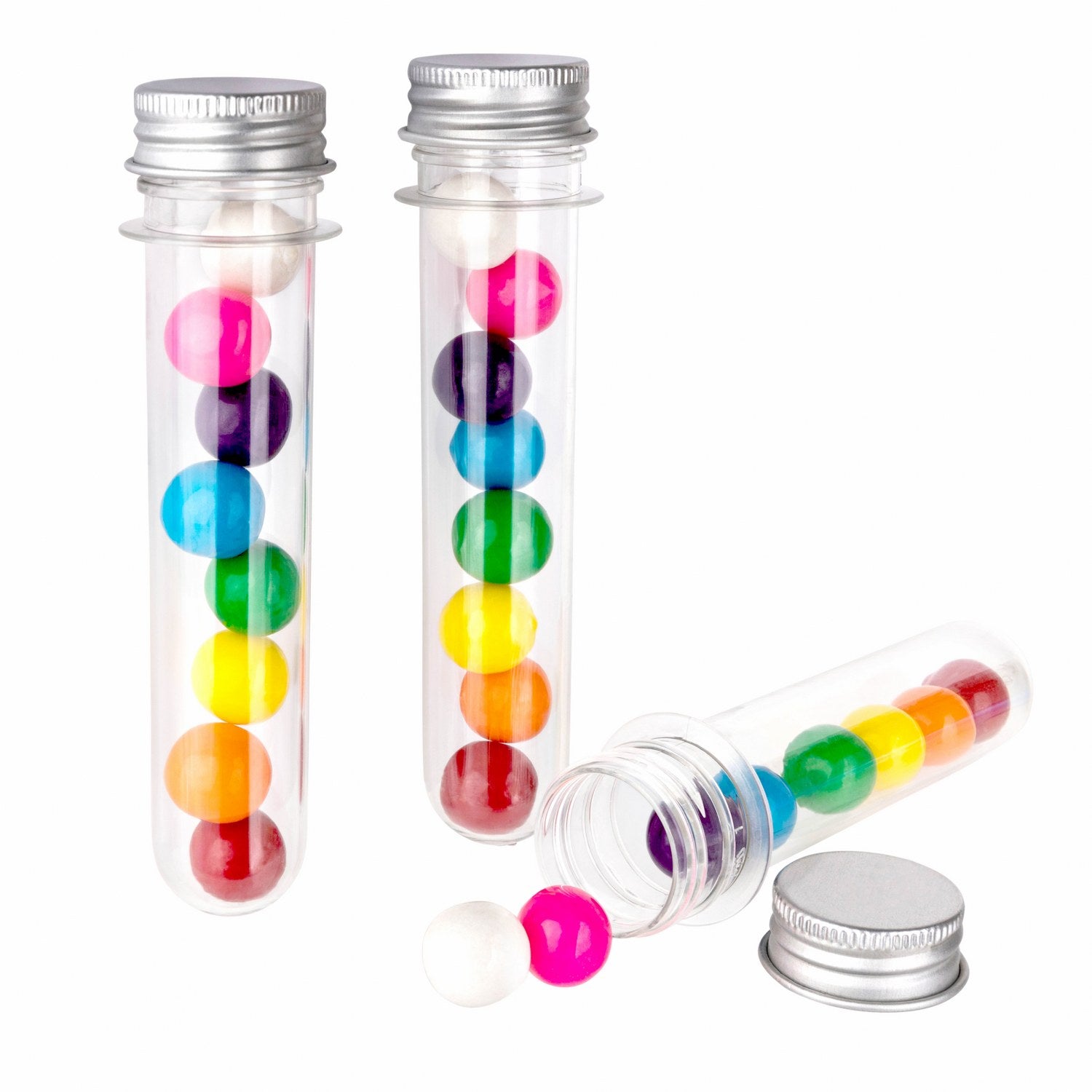 Tube Shaped Acrylic Candy Boxes With Aluminum Cover 12 Pack 1.18"X5.03"