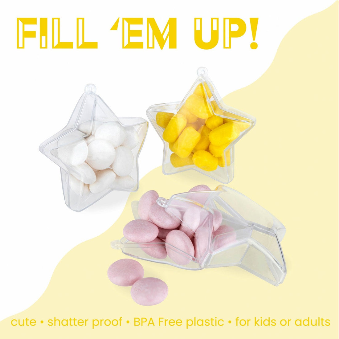 Star Shaped Acrylic Candy Boxes 12 Pack 2.95"X1.25"
