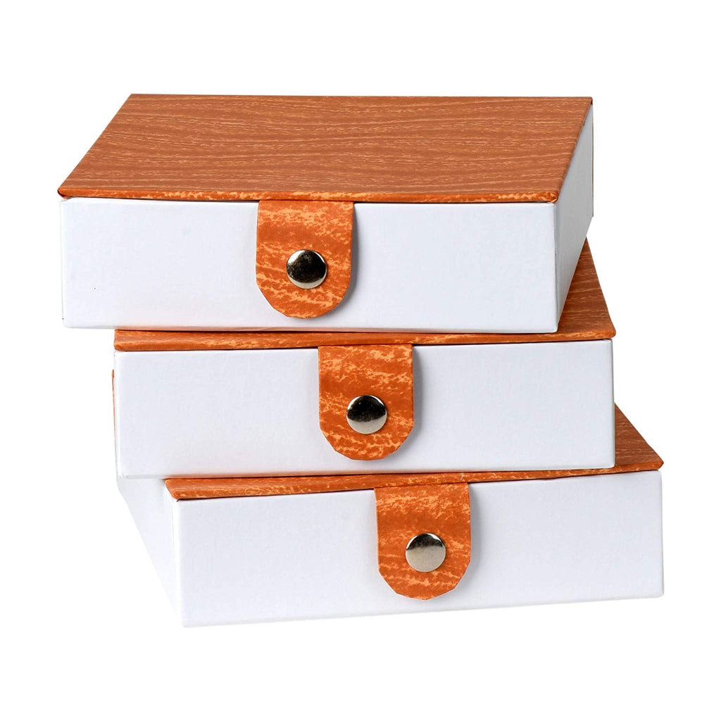 Orange Gift Box With Snap Closure 3 Pack 5.9ÒX5.9ÒX1.8Ó
