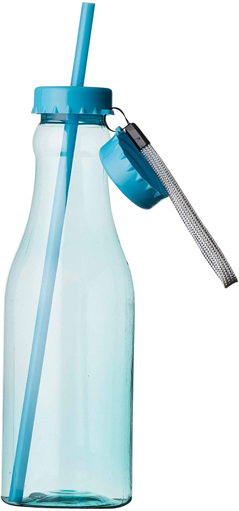 Blue Plastic Bottle With Straw 6 Pack 22 Oz