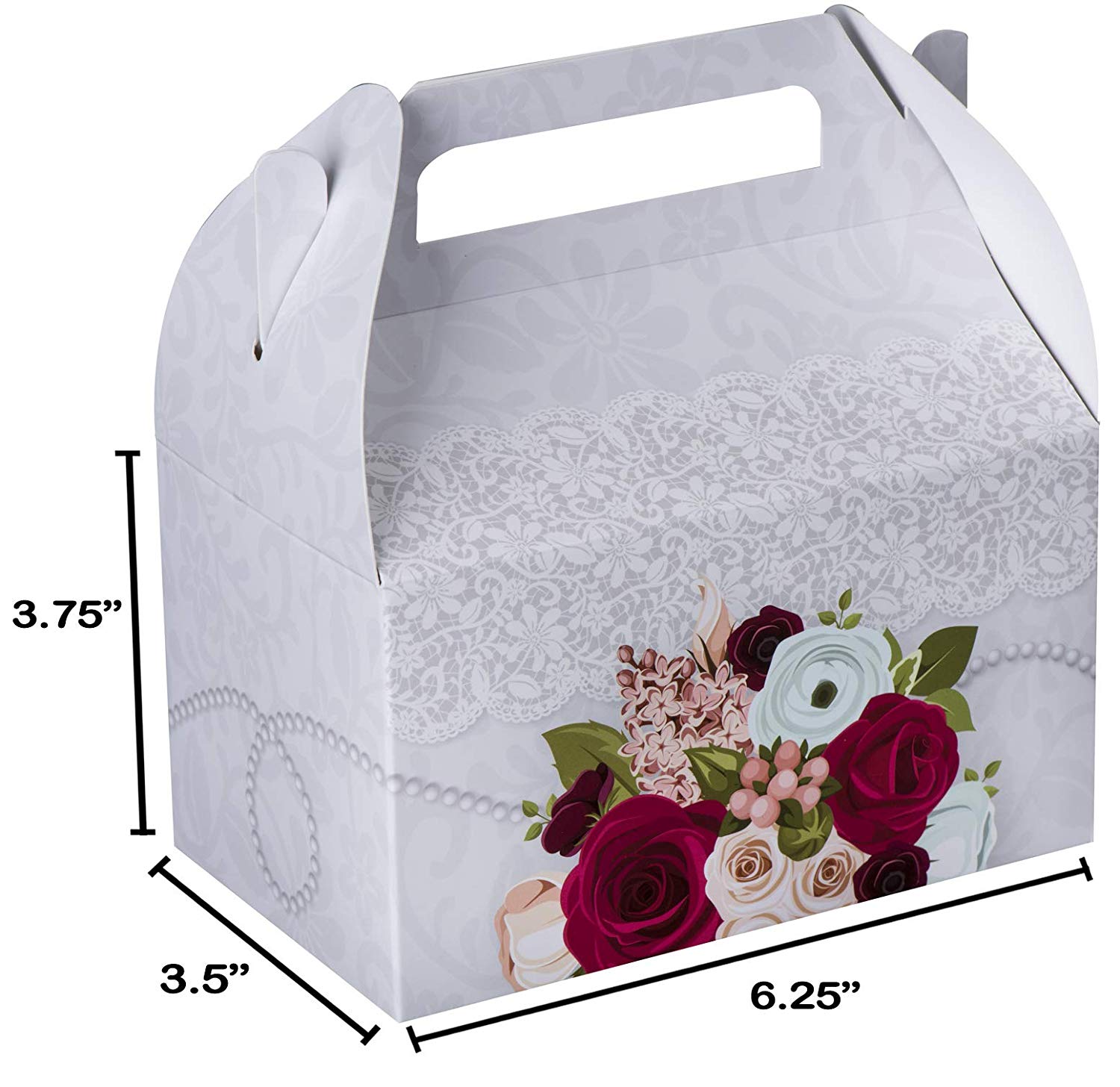 Paper Treat Boxes Bridal 6.25" X 3.75" X 3.5" 10 Pack