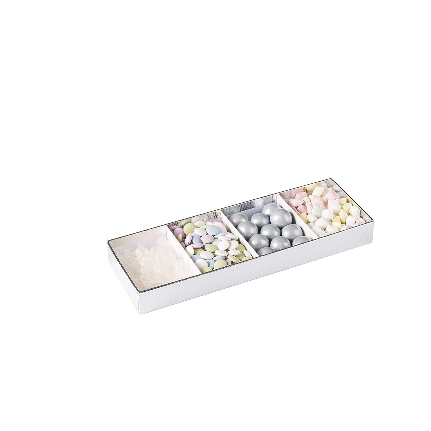 Four Section Silver Tray  4 Packs Gift Box With Clear Cover 11" X 3.75" X 1.25"