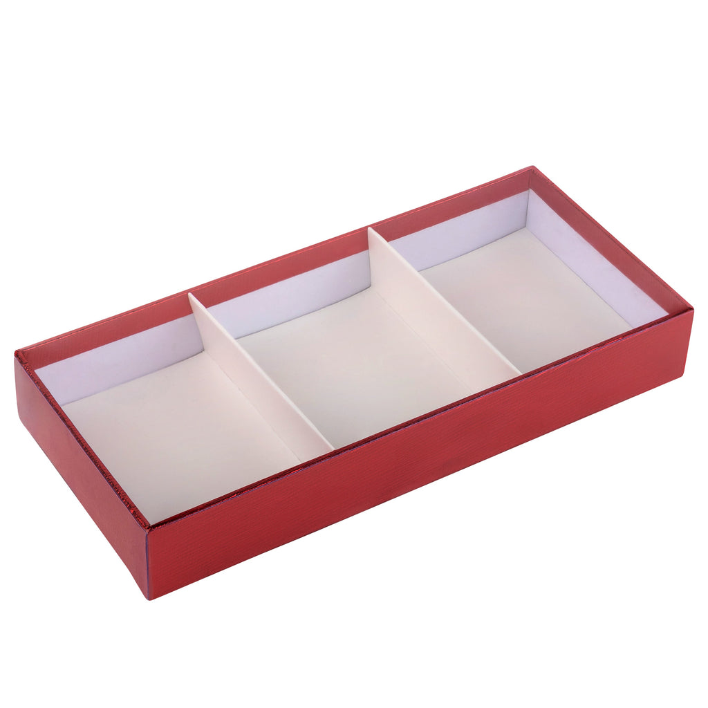 Three Section Maroon Tray 4 Packs Gift Box With Clear Cover 8.5"X3.75"X1.25"