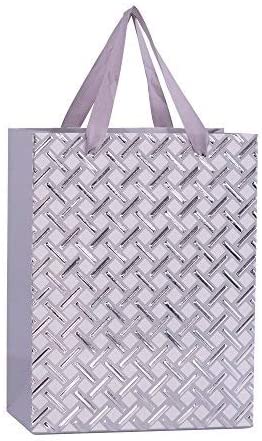 Premium Gift Bags 12 Pack Silver 9X7X4"