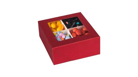 Window Box 6"X6"X2.5" Red With Four Sections 6 Pack