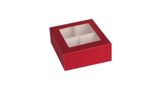 Window Box 6"X6"X2.5" Red With Four Sections 6 Pack