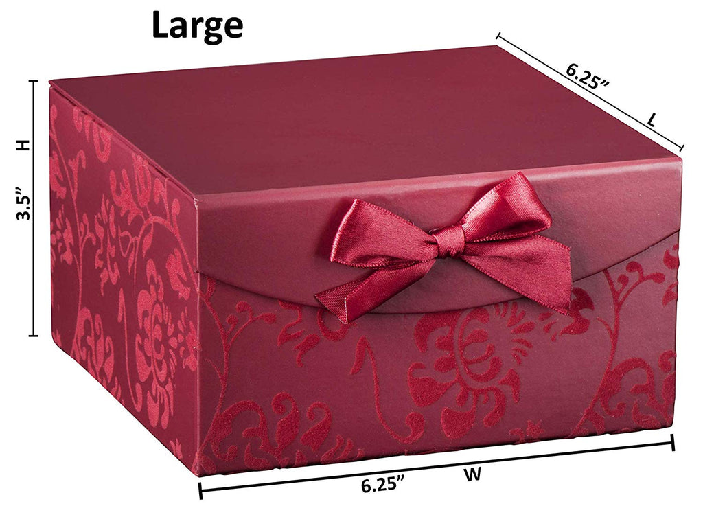 Burgundy Small Swirl Nesting Elegant Christmas Gift Boxes Set Of 3