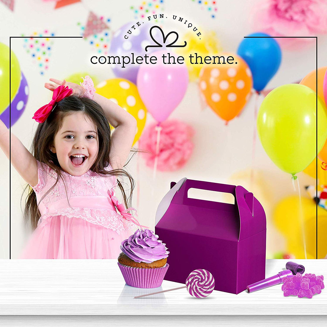 Purple 6.25" X 3.75" X 3.5" Party Favors Paper Treat Boxes 10 Pack