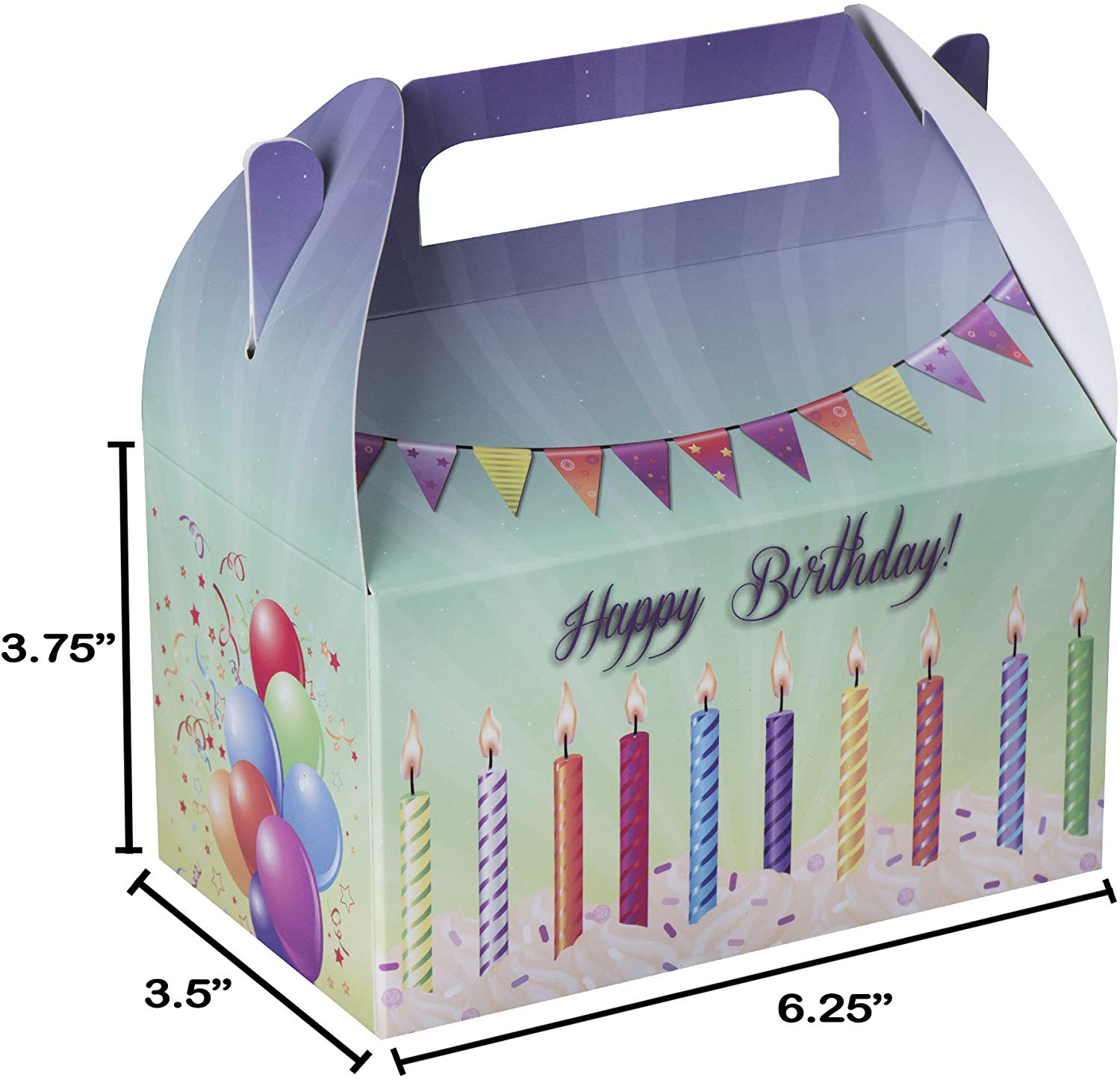 Paper Treat Boxes 10 Pack 6.25" X 3.75" X 3.5" Happy Birthday