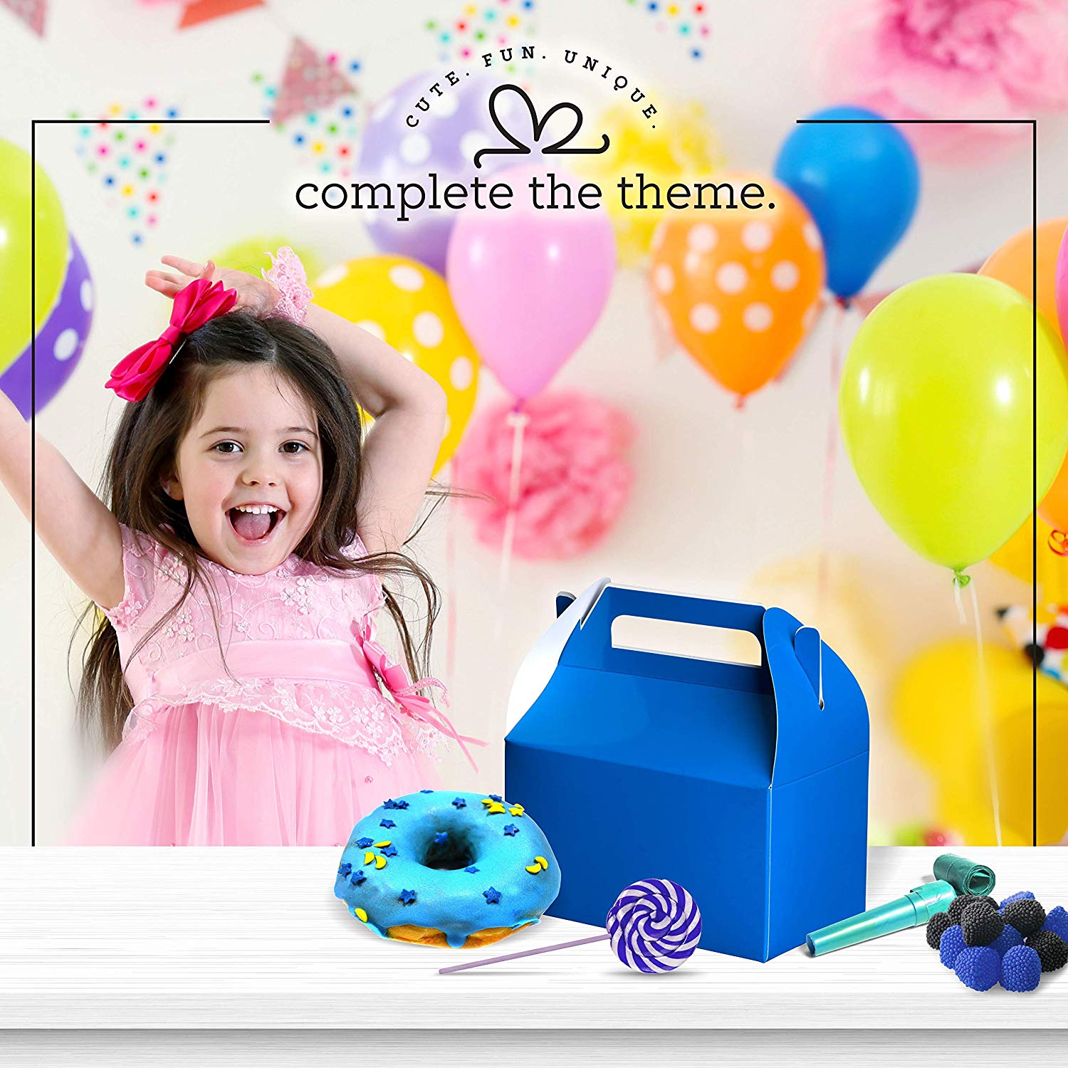 Blue Party Favors Paper Treat Boxes 10 Pack 6.25" X 3.75" X 3.5"