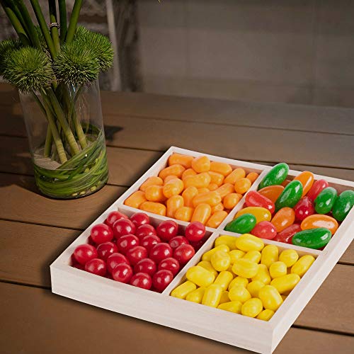 Four Sections Wooden Tray Square 7x7x1.4 Inches (3 Pack)