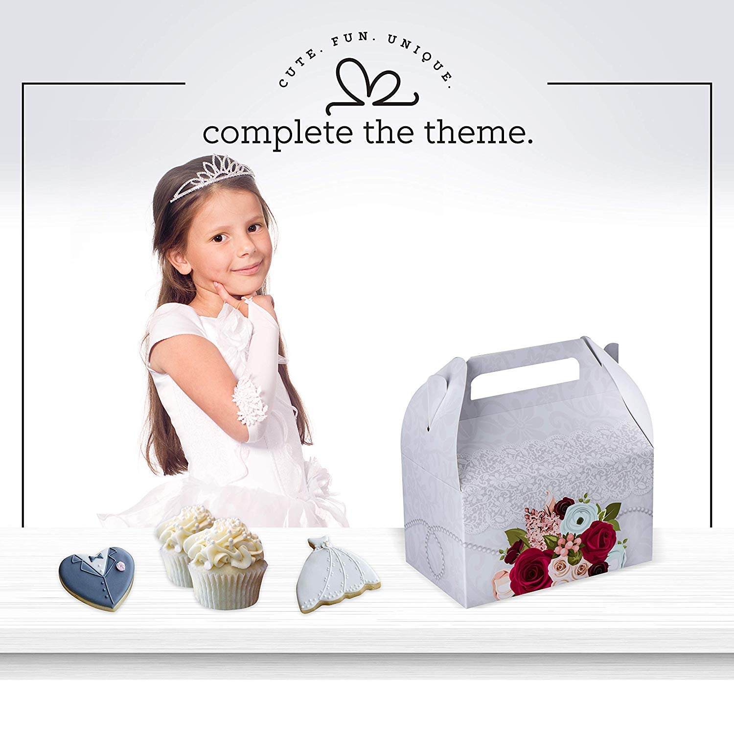 Paper Treat Boxes Bridal 6.25" X 3.75" X 3.5" 10 Pack