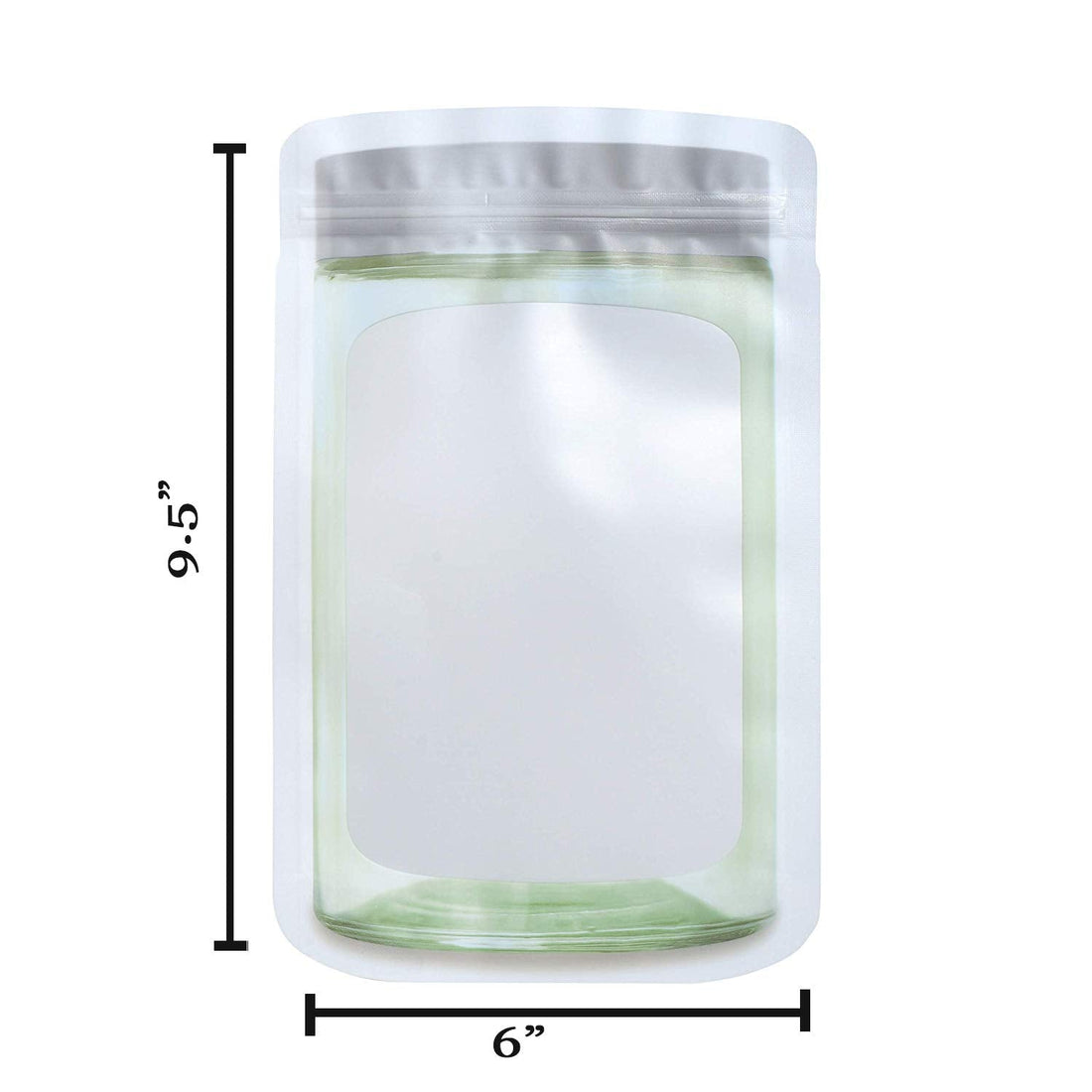 Jar Shape Airtight Bag Silver 6"X9.5" 10 Packs