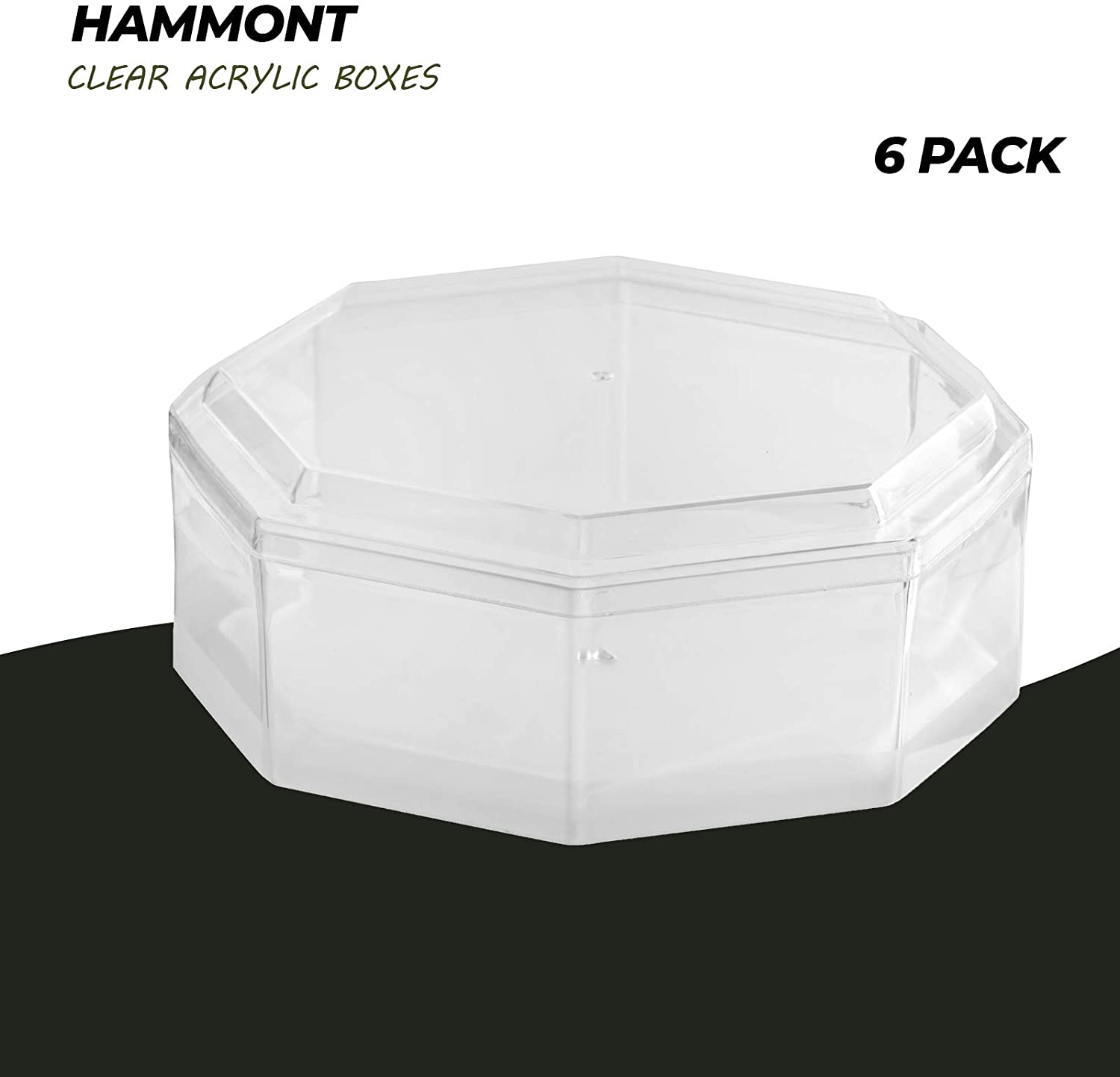 Clear Acrylic Boxes 5.25"X2" Octagonal 6 Pack