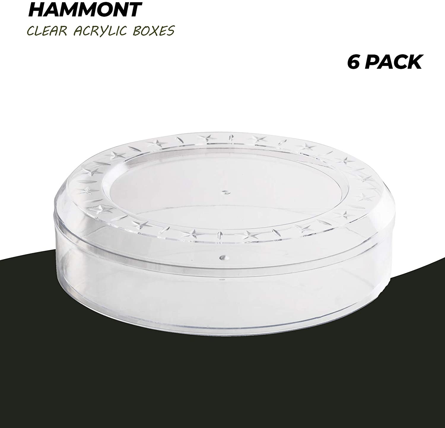 Clear Acrylic Boxes Round 5.25"X2" 6 Pack