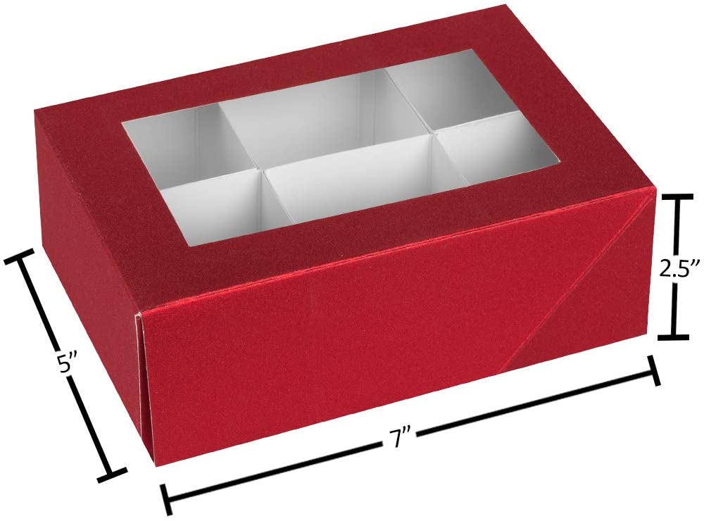 Window Box 7"X5"X2.5" Red With Six Sections 6 Pack