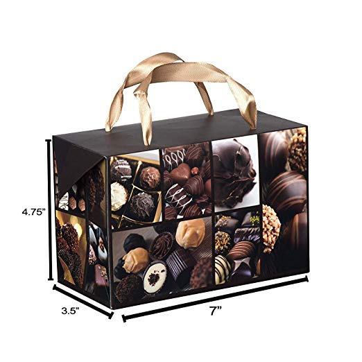 Chocolate Design Paper Gift Bag Box 6 Pack 7X3.5X4.75"