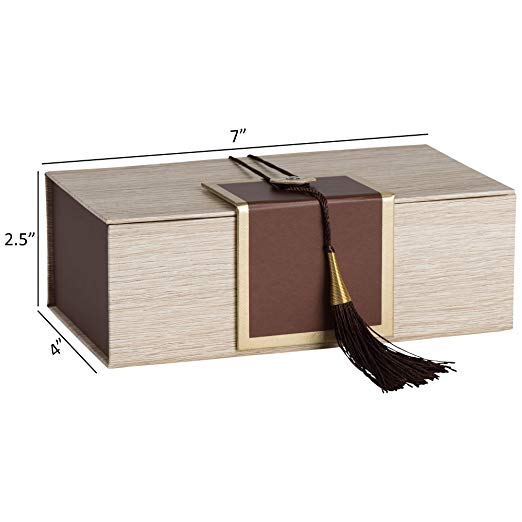 Gift Box With Tassel 4 Pack 7X4X 2.5 Brown