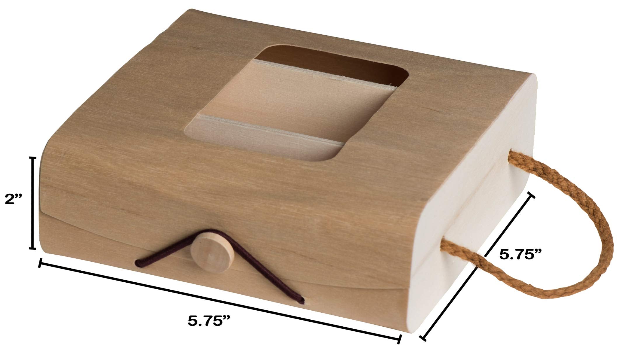 Wooden sectional window gift box with rope handle