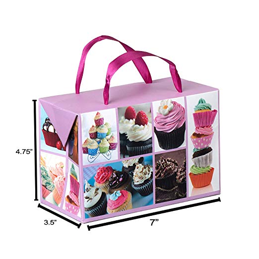 Cupcake Design Paper Gift Bag Box 6 Pack 7"X 3.5"X 4.75"