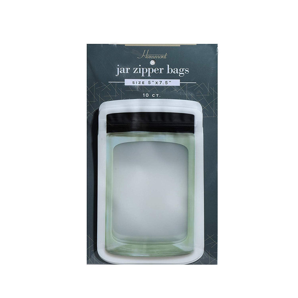Jar Shape Zipper Airtight Black 5"X7.5" Seal Bag 10 Pack