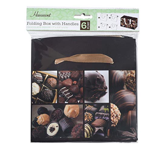 Chocolate Design Paper Gift Bag Box 6 Pack 7X3.5X4.75"