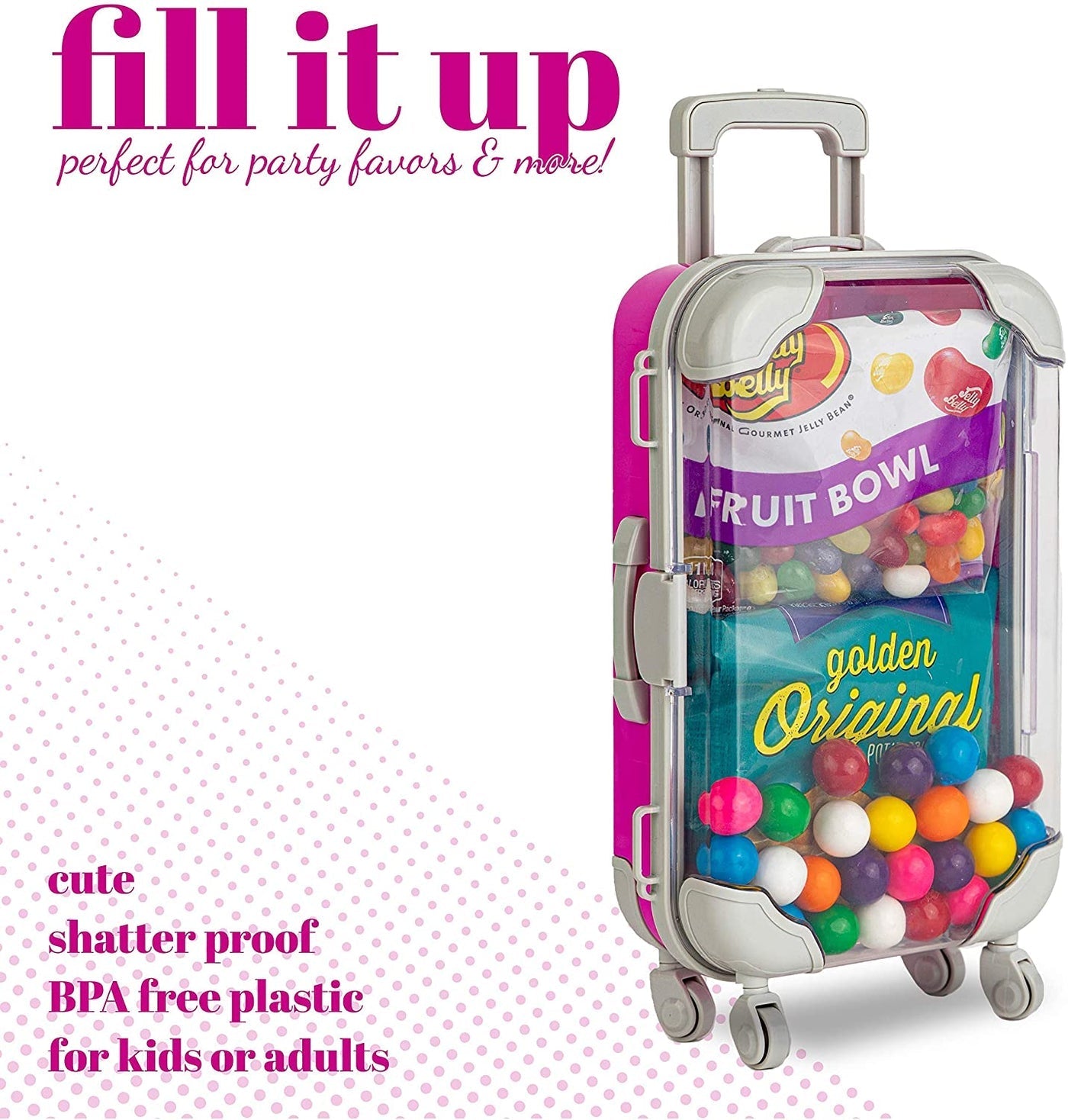 Blue Plastic Suitcase Candy Box 3 Pack 7.5"x5"x2.5"