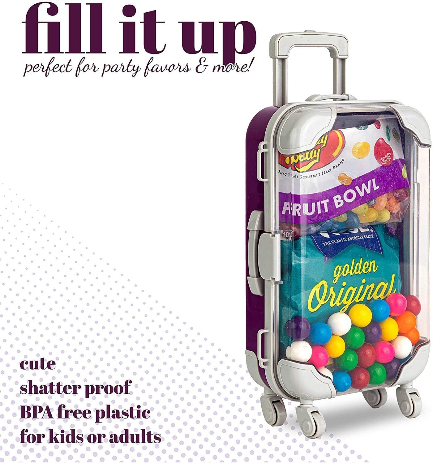 Blue Plastic Suitcase Candy Box 3 Pack 7.5"x5"x2.5"