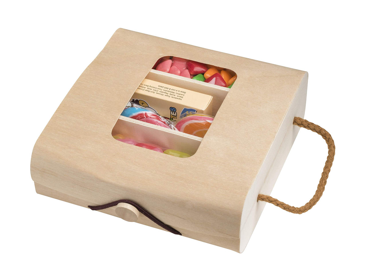 Window Gift Box With String Wooden sectional window gift box with rope handle – Hammont