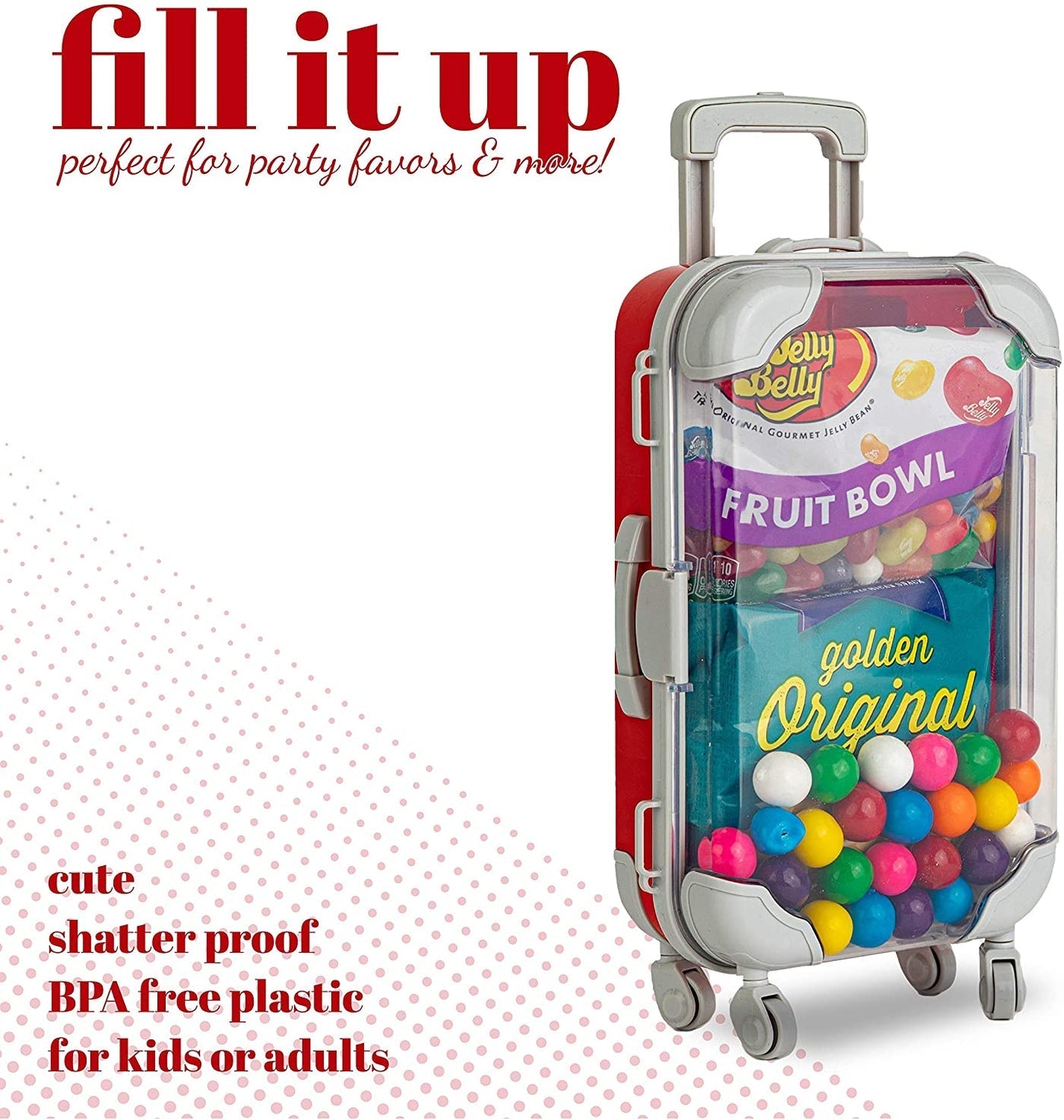 Blue Plastic Suitcase Candy Box 3 Pack 7.5"x5"x2.5"