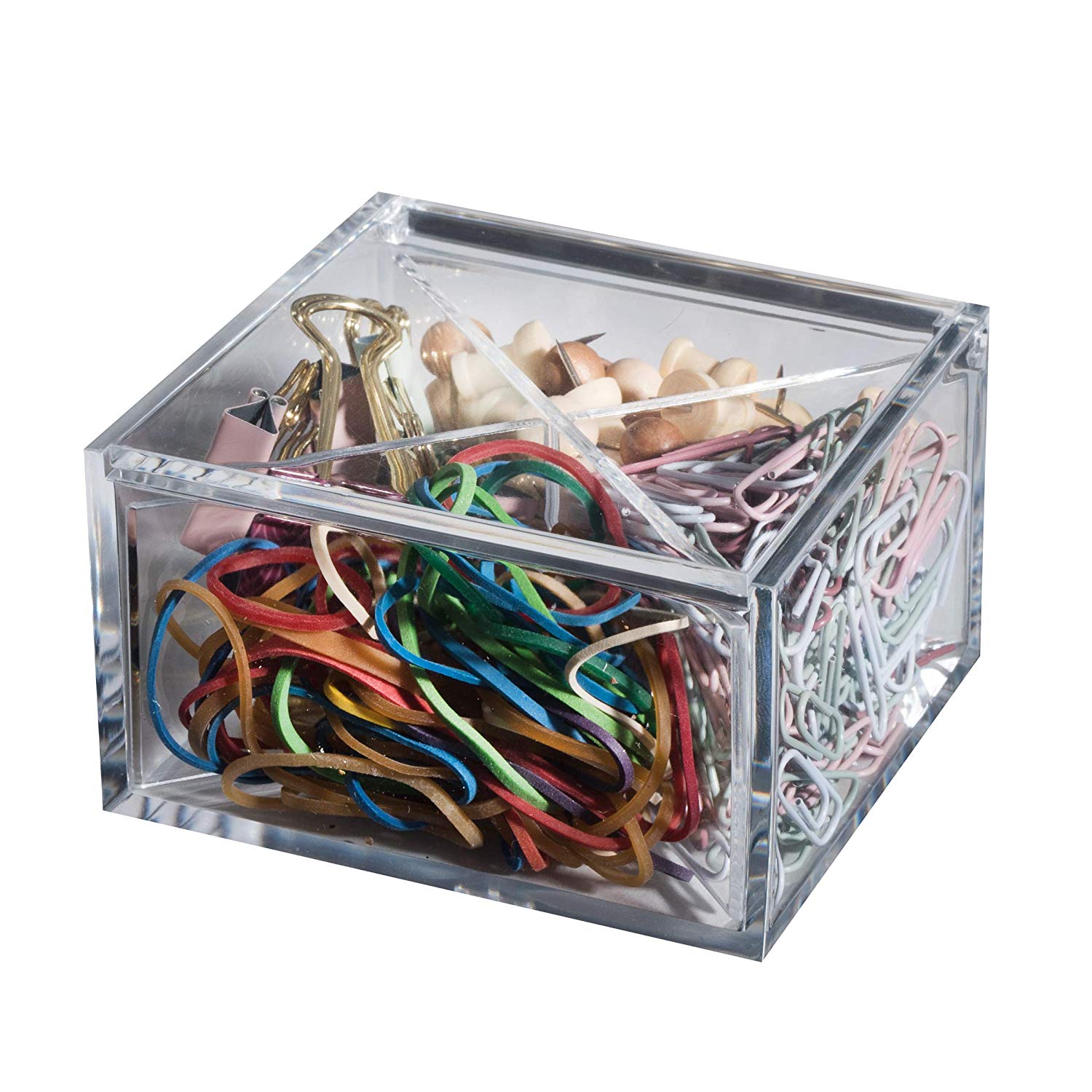 Clear Acrylic Boxes 4 sections 3.94"X3.94"X2.36" 2 Pack