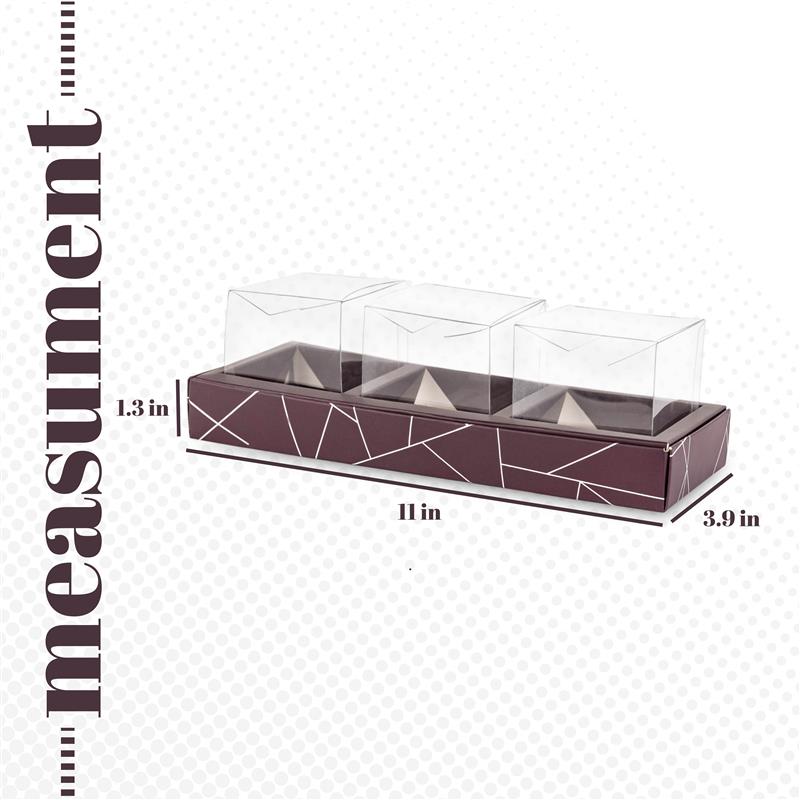 3 Square Shaped Clear Boxes With Rectangle Tray Purple