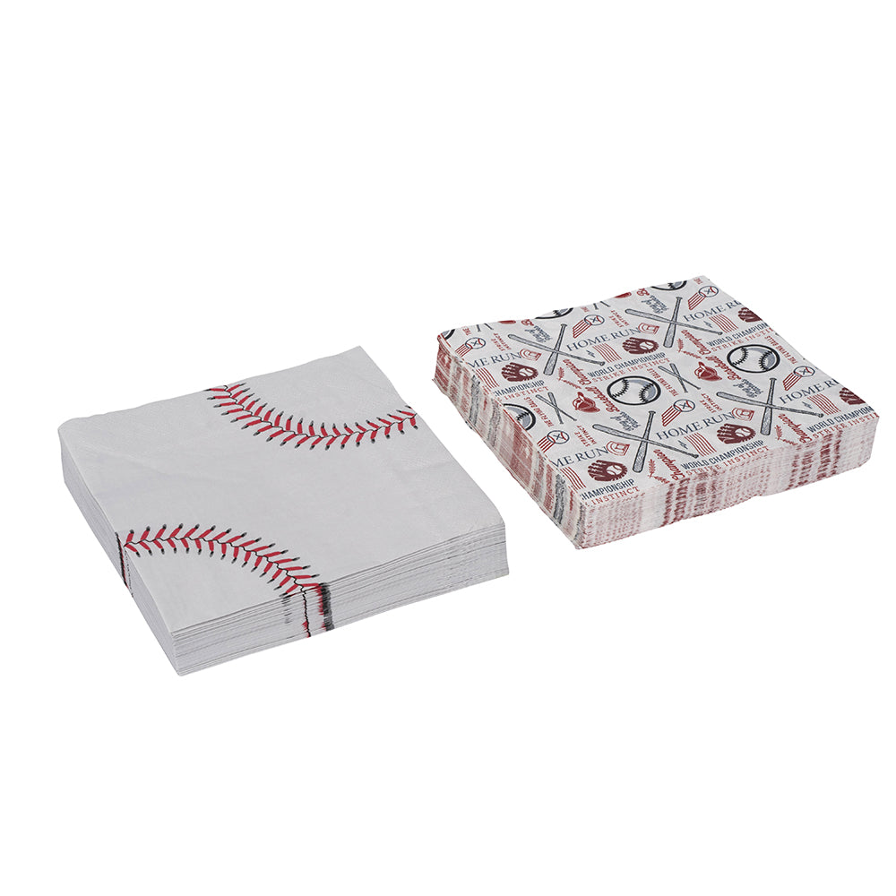 Baseball Theme Napkins Tableware 80 Pack