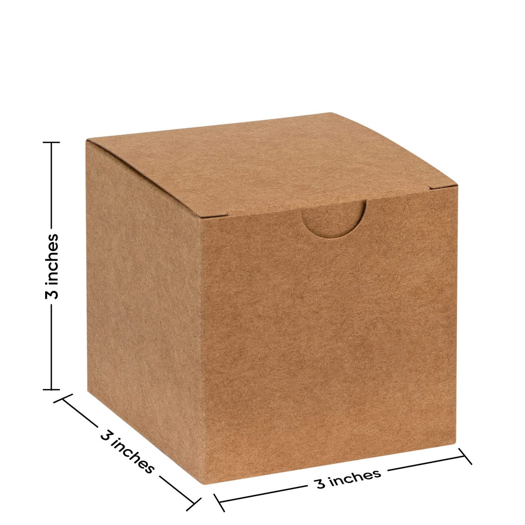 Cube Kraft Gift Tuck Top Boxes 18 Pack 3X3X3