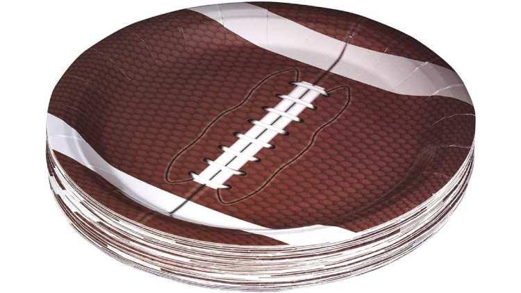 Football Themed 9" Disposable Round Paper Plates 50 Pack