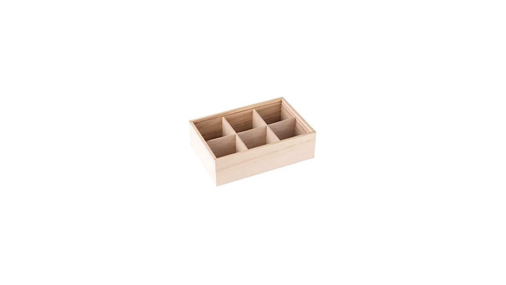 Six Sectional Wooden Box 4 Pack 7ÕÕx5ÕÕx2.5ÕÕ