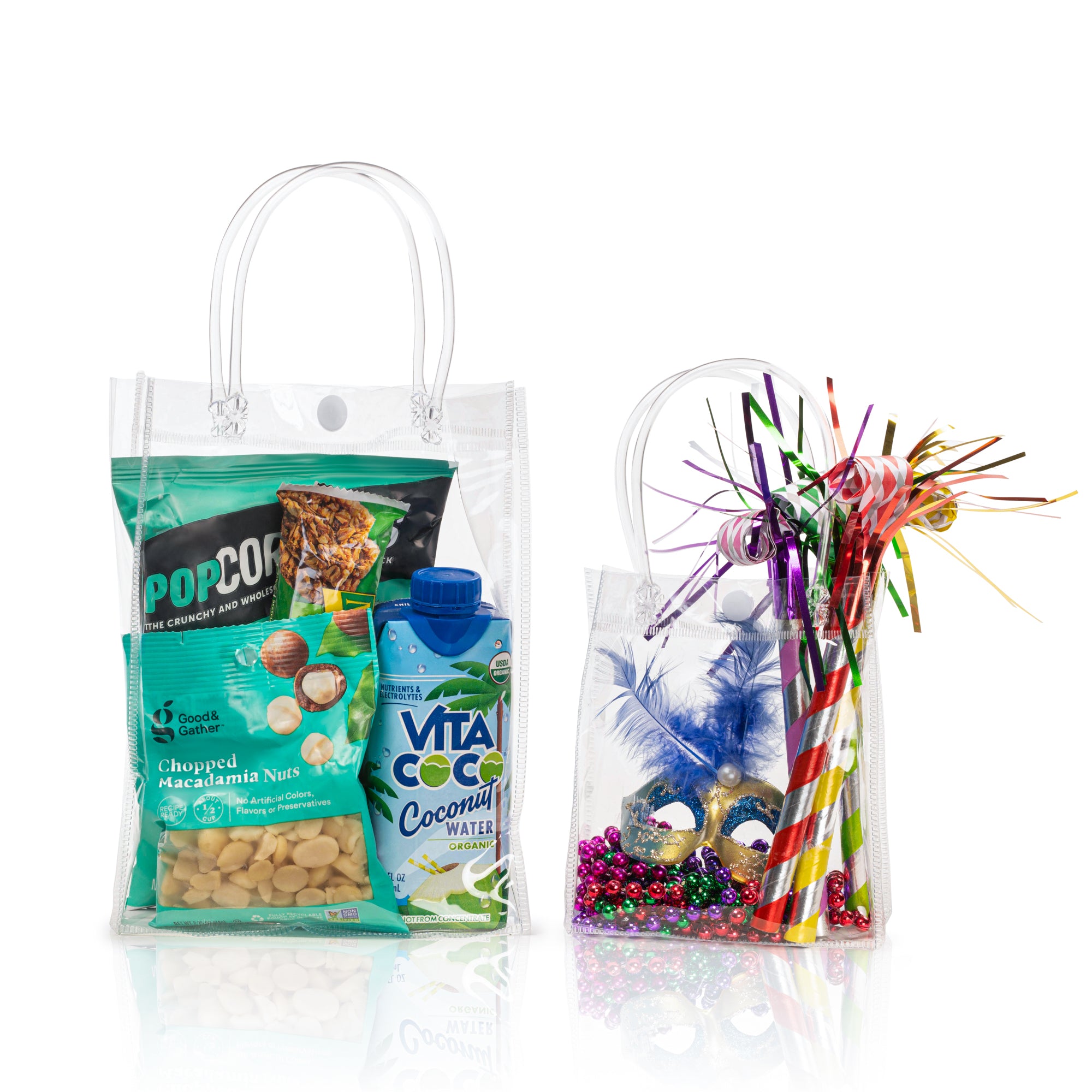 Clear Gift Bags with Handles and Snap Closure 12 pack