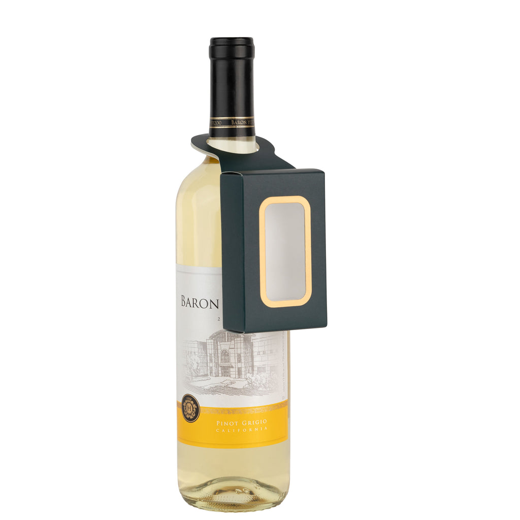 Navy Wine Bottle Gift Box Hanger with Window 12 Pack 2.25x1Ó.125Óx3.75Ó