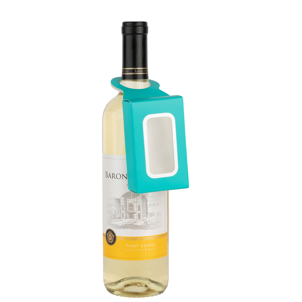 Teal Wine Bottle Gift Box Hanger with Window 12 Pack 2.25x1Ó.125Óx3.75Ó