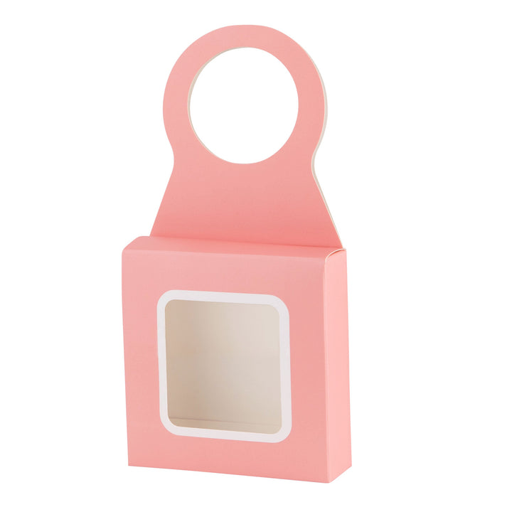 Pink Wine Bottle Gift Box Hanger with Window 12 Pack 3.65" x 1.125" x 3.75"