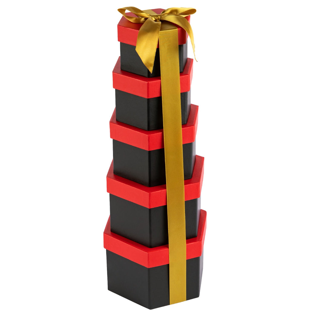 Gift Box Tower Hexagon With Ribbon
