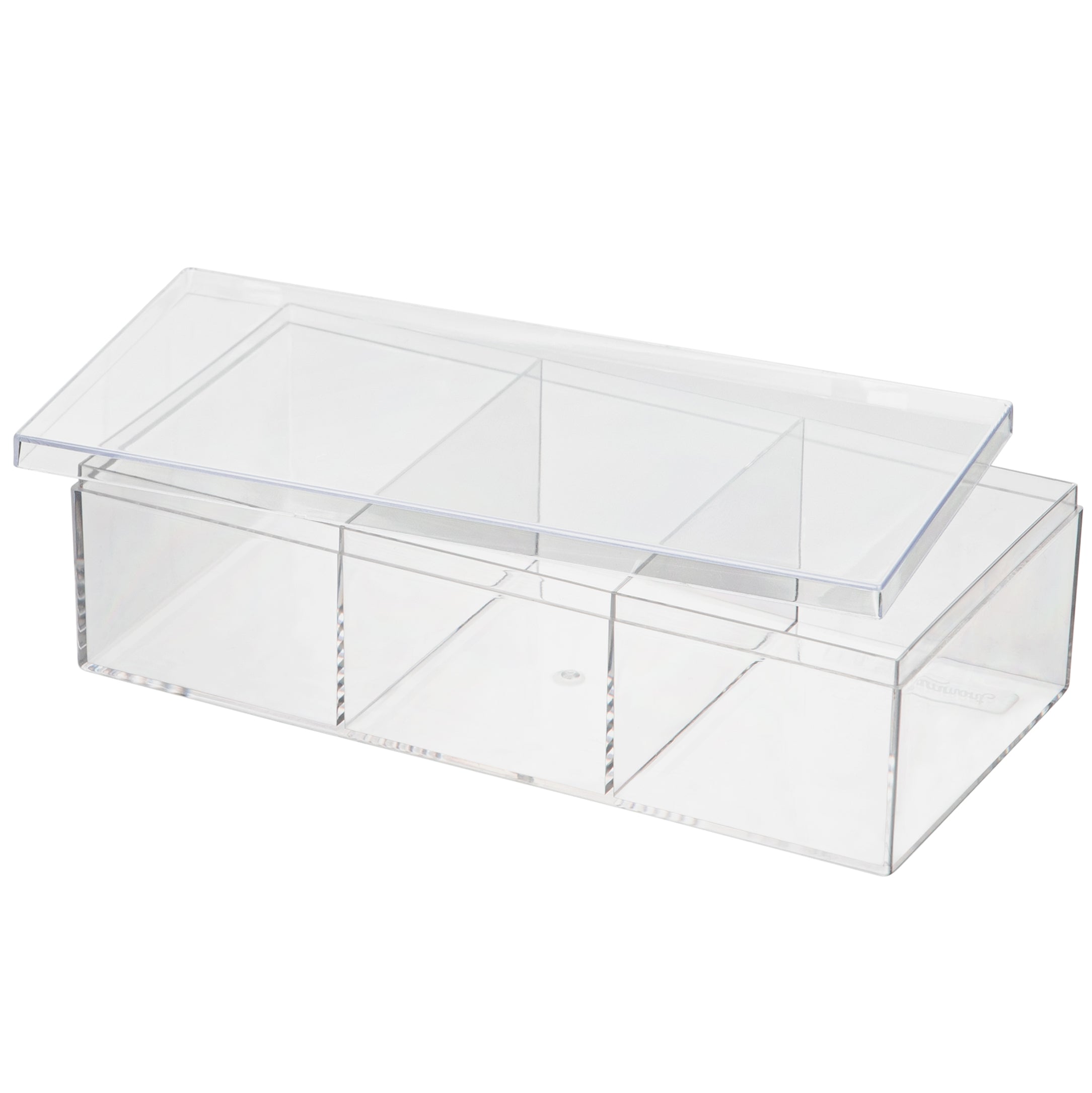 Clear Acrylic Boxes 7.5"X3.75"X2" Three Sectional 4 Pack