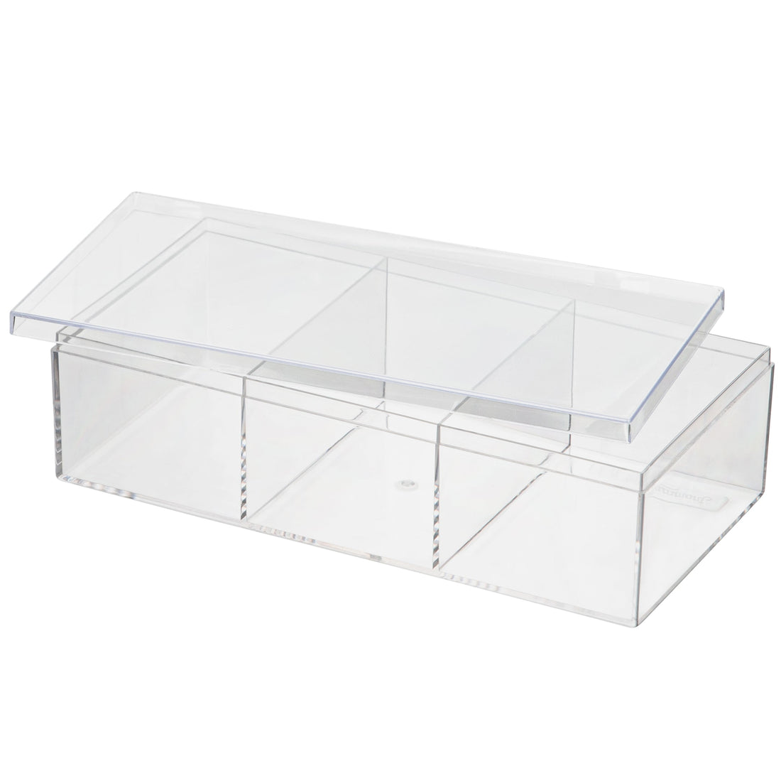Clear Acrylic Boxes 7.5"X3.75"X2" Three Sectional 4 Pack