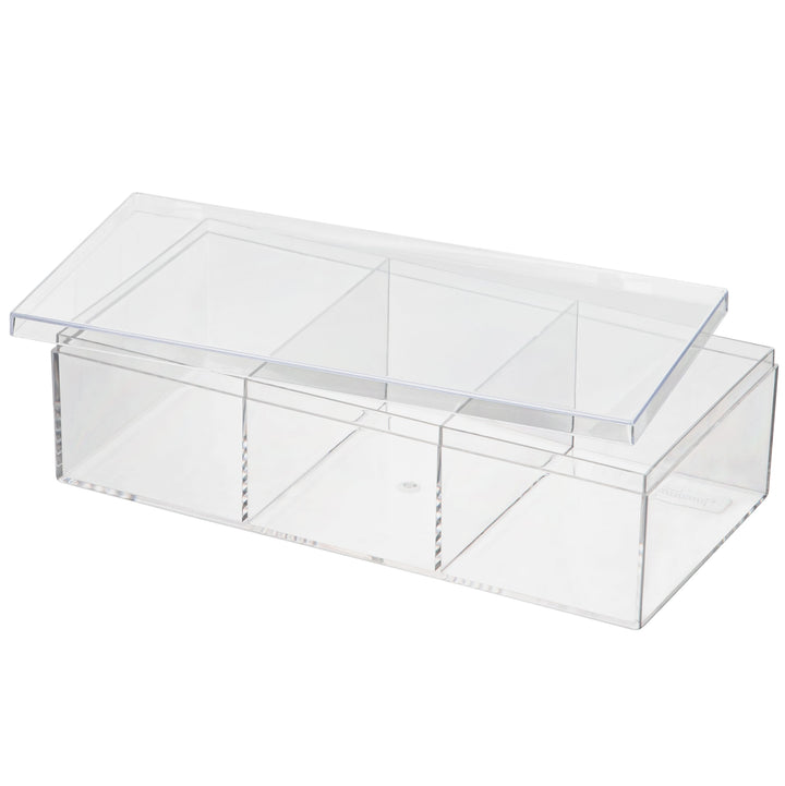 Clear Acrylic Boxes 7.5"X3.75"X2" Three Sectional 4 Pack