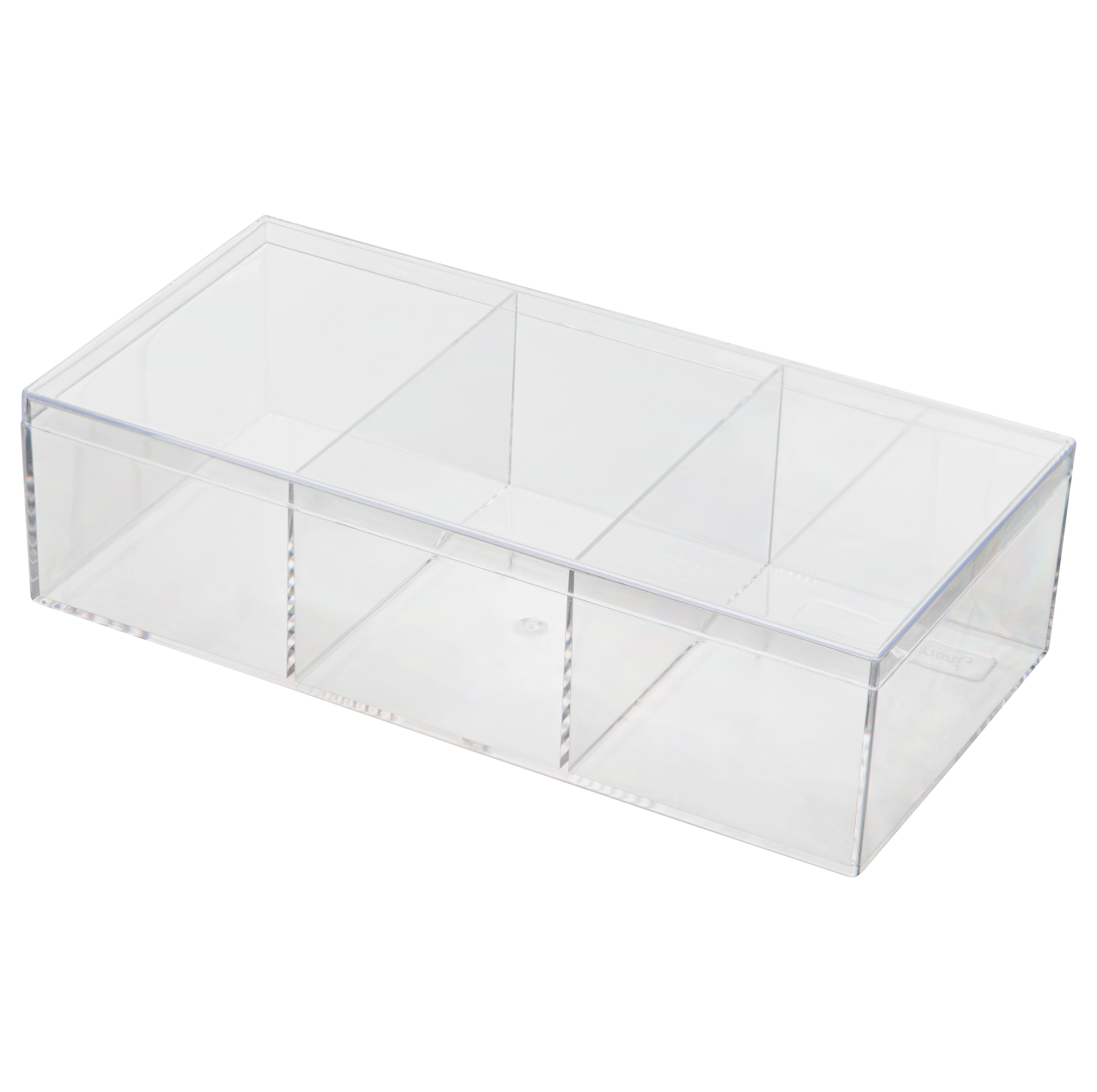 Clear Acrylic Boxes 4 Pack 7.5X3.75X2 Three Sectional