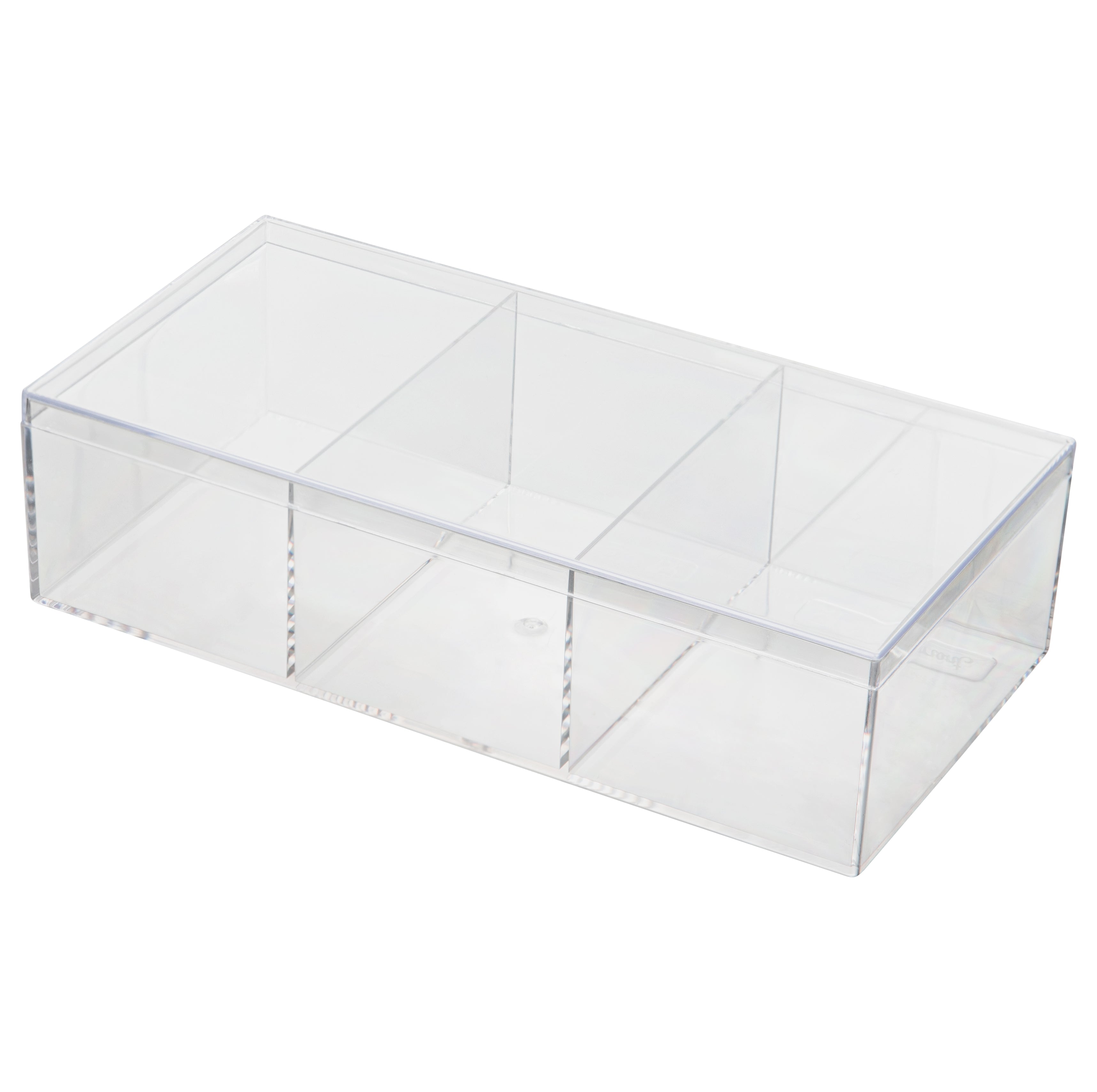 Clear Acrylic Boxes 7.5"X3.75"X2" Three Sectional 4 Pack