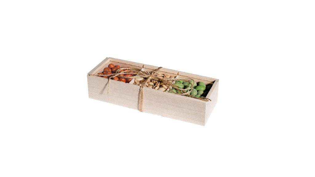 Wooden Case 3 Sectional Candy Gift Box  4 Pack 10.25''x3.75''x2.25'' Present Boxes and Best for Birthday, Wedding and Party Favors